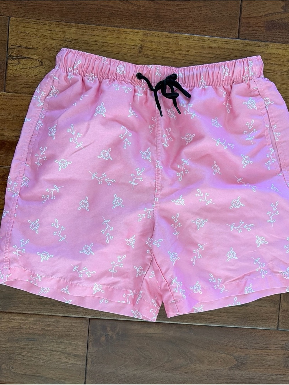 Men's Swim Shorts Size Small Pink Elastic Waist Drawstring Quick Dry Beach SheIn